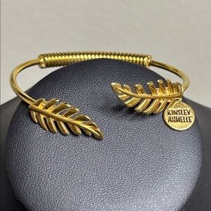 Kinsley Armelle Goddess Collection Laurel Leaf Gold Tone Cuff Bracelet